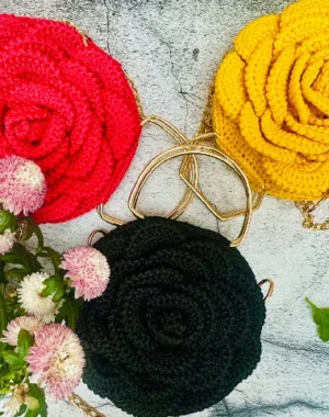 3D Rose Crochet Bag