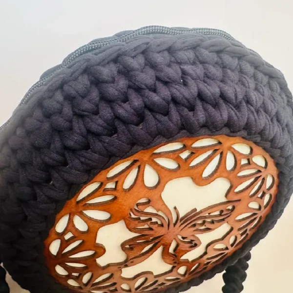 Handmade Laser-cut wooden base crochet bag - Image 4