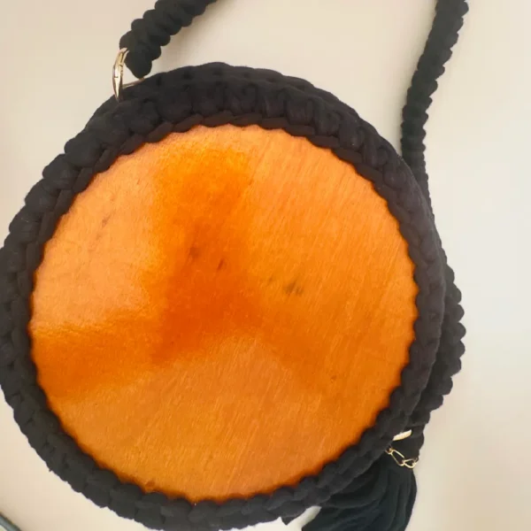 Handmade Laser-cut wooden base crochet bag - Image 5