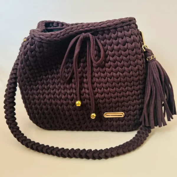 Handmade Crochet Bucket Shoulder Bag - Image 6