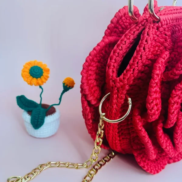 3D Rose Crochet Bag - Image 9