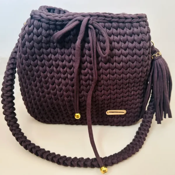 Handmade Crochet Bucket Shoulder Bag - Image 3