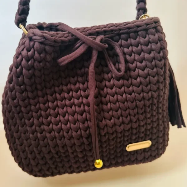 Handmade Crochet Bucket Shoulder Bag - Image 4