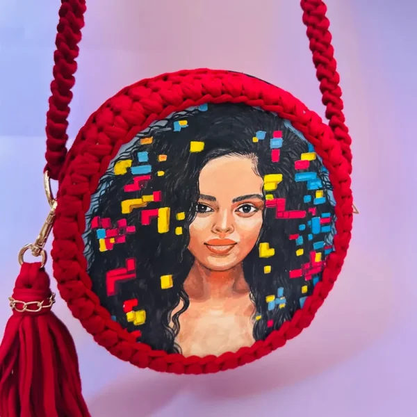 Handmade Wooden Painting Crochet Bag - Image 10