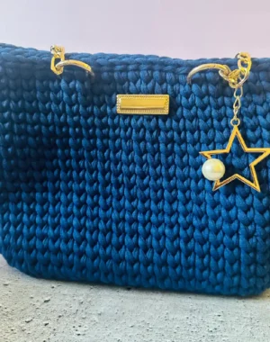 Handmade Crochet Handbag (Blue)