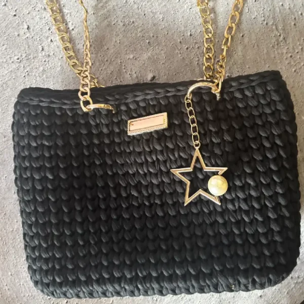 Handmade Crochet Handbag (Black) - Image 2