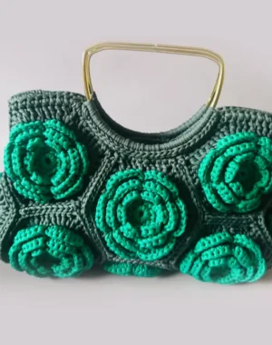 Handmade Crochet Flower Bag (Green)