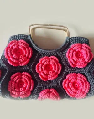 Handmade Crochet Flower Bag (Rose)