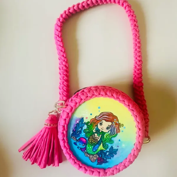 Kids hand painted wooden bags (Little Mermaid)