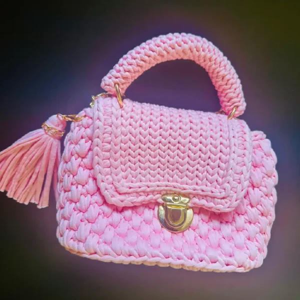 Luxury Box-Style Crochet Bag (Pink) - Image 4
