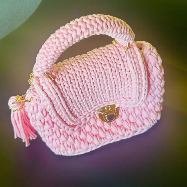 Luxury Box-Style Crochet Bag (Pink) - Image 2