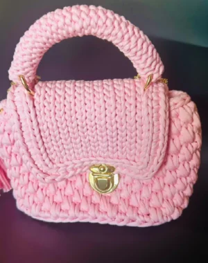 Luxury Box-Style Crochet Bag (Pink)