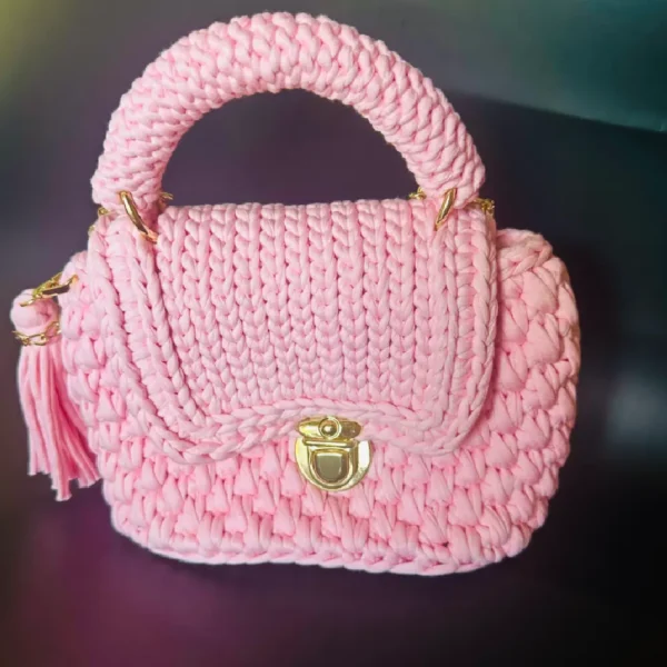 Luxury Box-Style Crochet Bag (Pink)