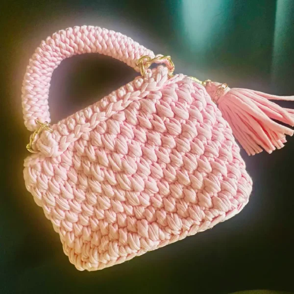 Luxury Box-Style Crochet Bag (Pink) - Image 3
