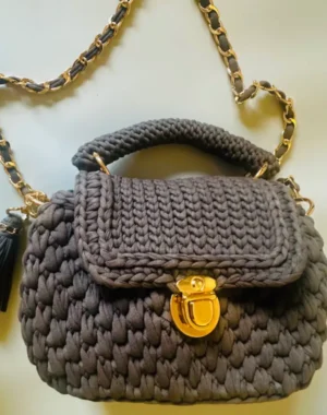 Luxury Box-Style Crochet Bag (Brown)