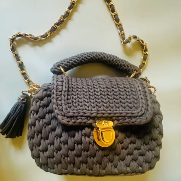 Luxury Box-Style Crochet Bag (Brown)