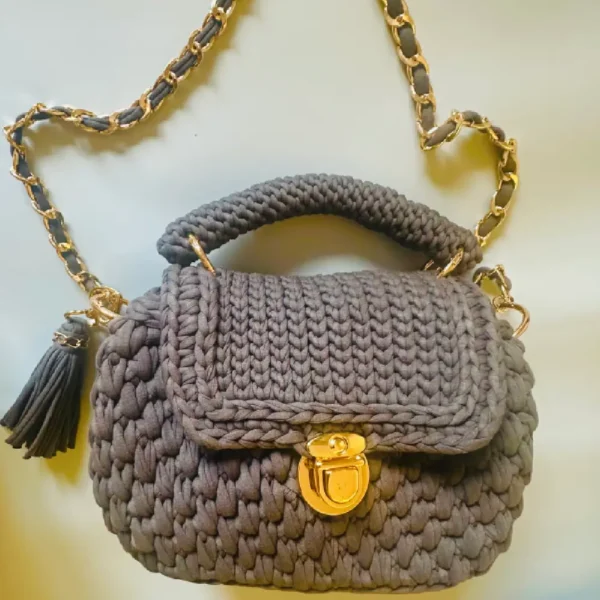 Luxury Box-Style Crochet Bag (Brown) - Image 3