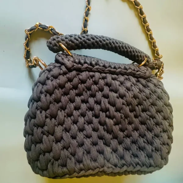 Luxury Box-Style Crochet Bag (Brown) - Image 2