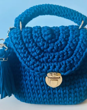 Luxury Box-Style Crochet Bag (Blue)
