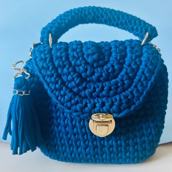 Luxury Box-Style Crochet Bag (Blue)