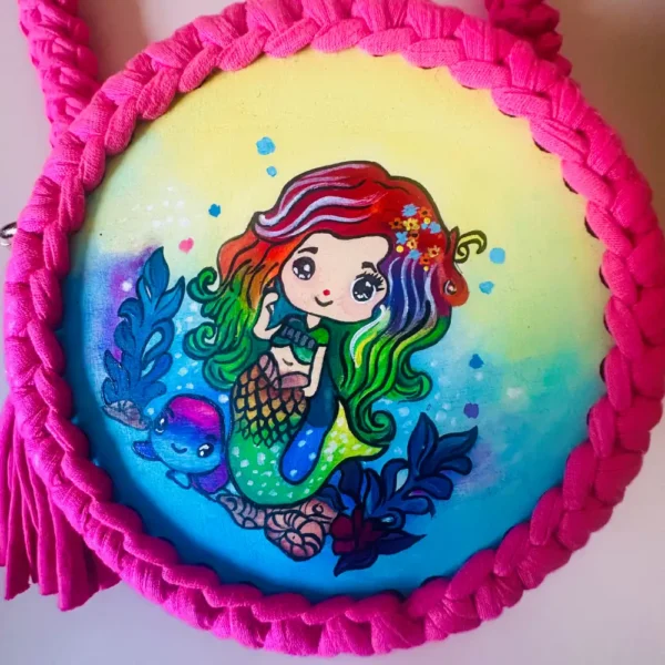 Kids hand painted wooden bags (Little Mermaid) - Image 2