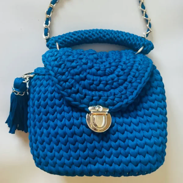 Luxury Box-Style Crochet Bag (Blue) - Image 2
