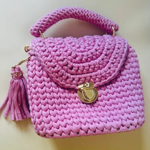Luxury Box-Style Crochet Bag (Purple)