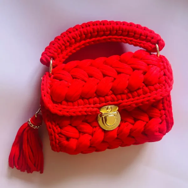 Puff Stitch Crochet Bag (Red)