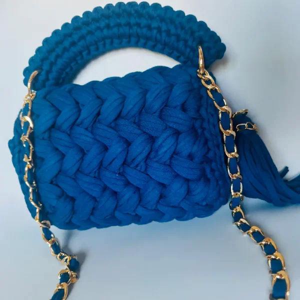 Puff Stitch Crochet Bag (Blue) - Image 2