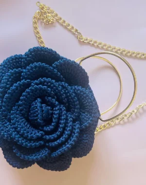 3D Rose Crochet Bag (Blue)