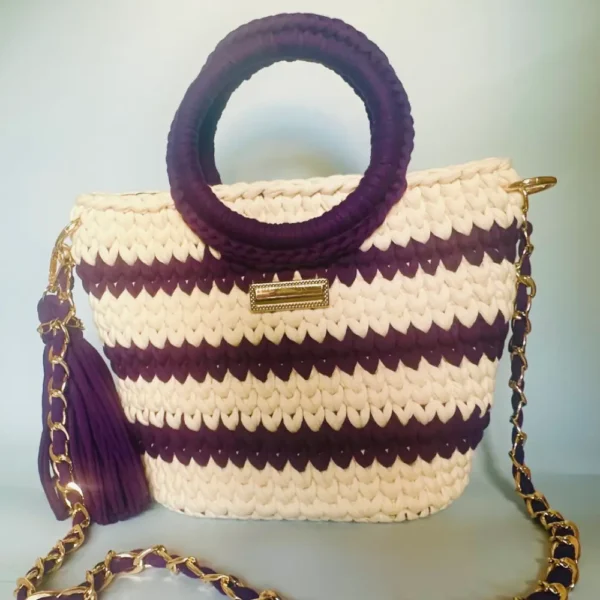 Round Handle Crochet Bag (Cream)