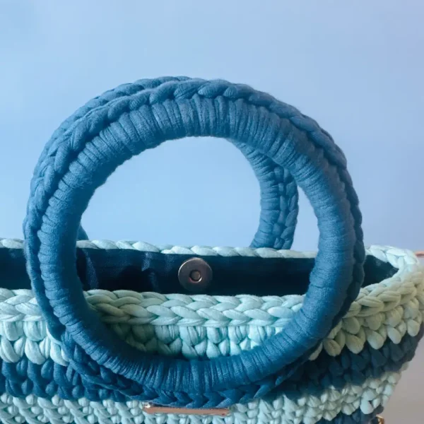 Round Handle Crochet Bag (Blue) - Image 2