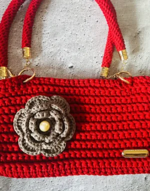 Handmade Crochet Shoulder Bag (Red)