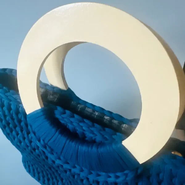 Wooden Round Handle Bag (Blue) - Image 3