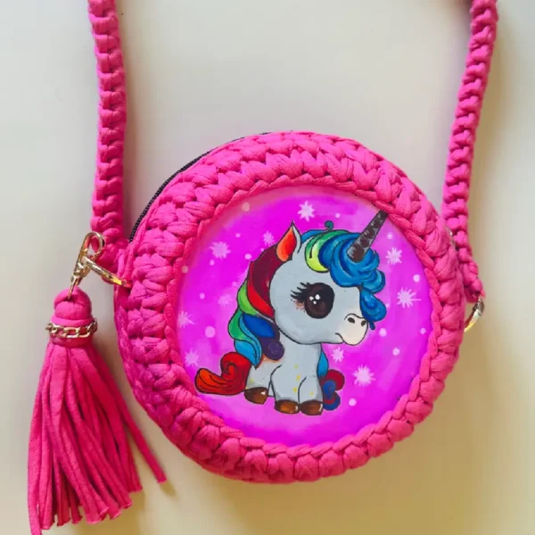 Kids hand painted wooden bags (Unicorn)